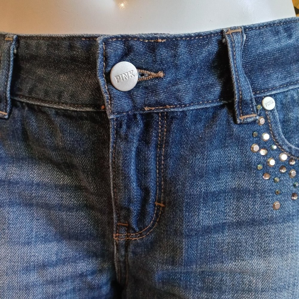PINK Victoria's Secret Rhinestone Studded Denim Cutoff Shorts - Picture 2 of 11